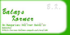 balazs korner business card